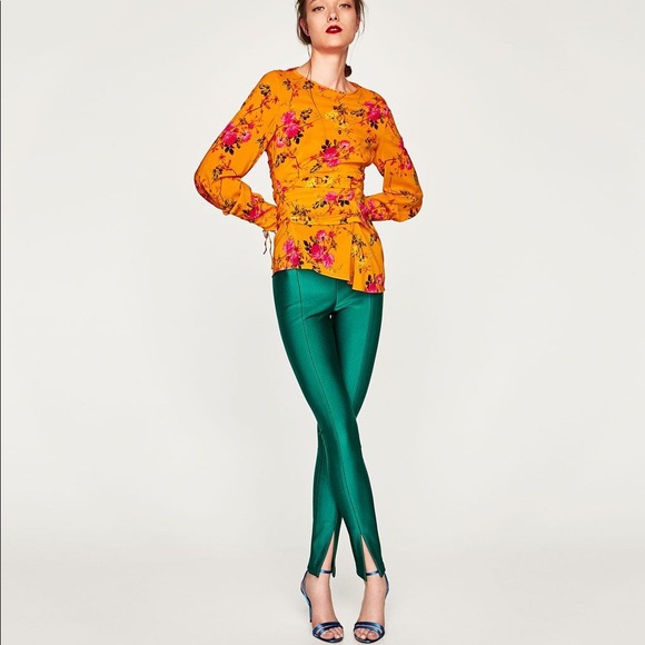 NWT Zara STUDIO Emerald Green Leggings Ponte Pant - Picture 2 of 8